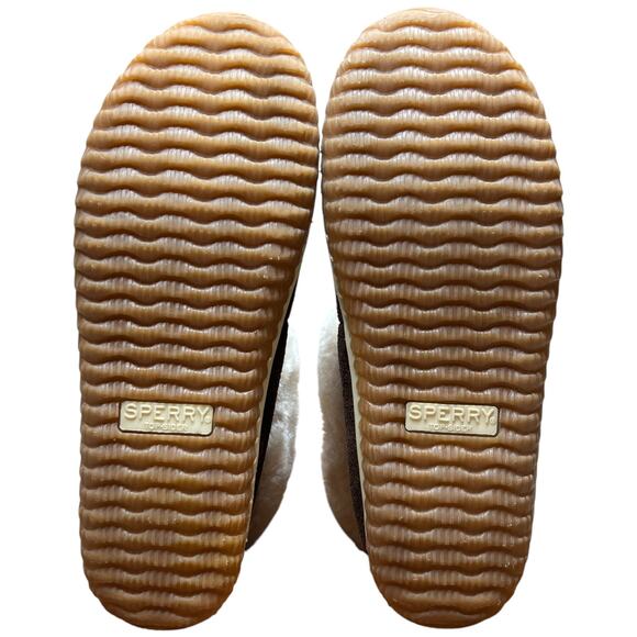 SPERRY Elayna Women 8 Duck Boot Brown Suede Leather Faux Fur Bootie Slipper Shoe - Picture 11 of 14